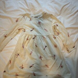 Old Navy Ivory Kids Dress with Dance Print